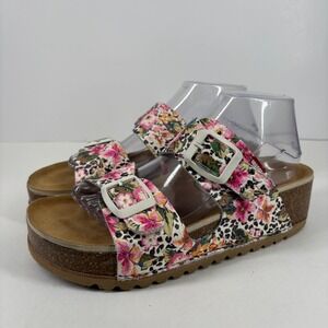 On Foot Aurora 1110 Women's US 8.5/39 Bouquet Leather Two Buckle Slide Sandals